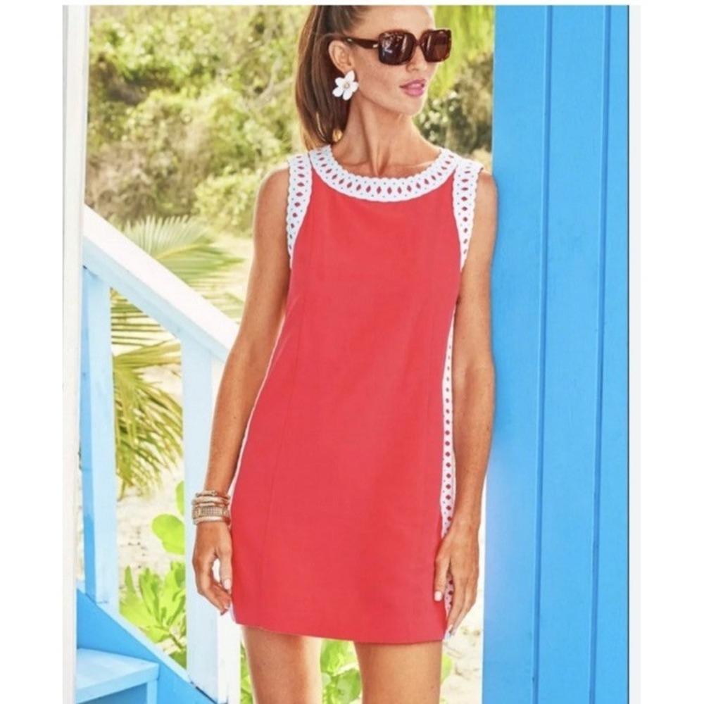 Lilly Pulitzer Womens Sadie Shift Romper Sz 14 Resort Preppy Coastal Mizner Red